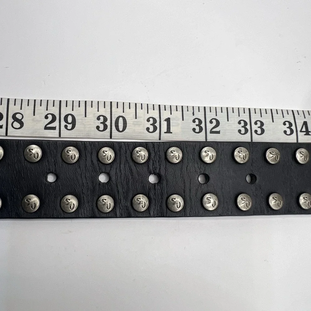 Y2K Sergio Valente Studded Leather Belt Unisex M (29-33) Black Biker Western